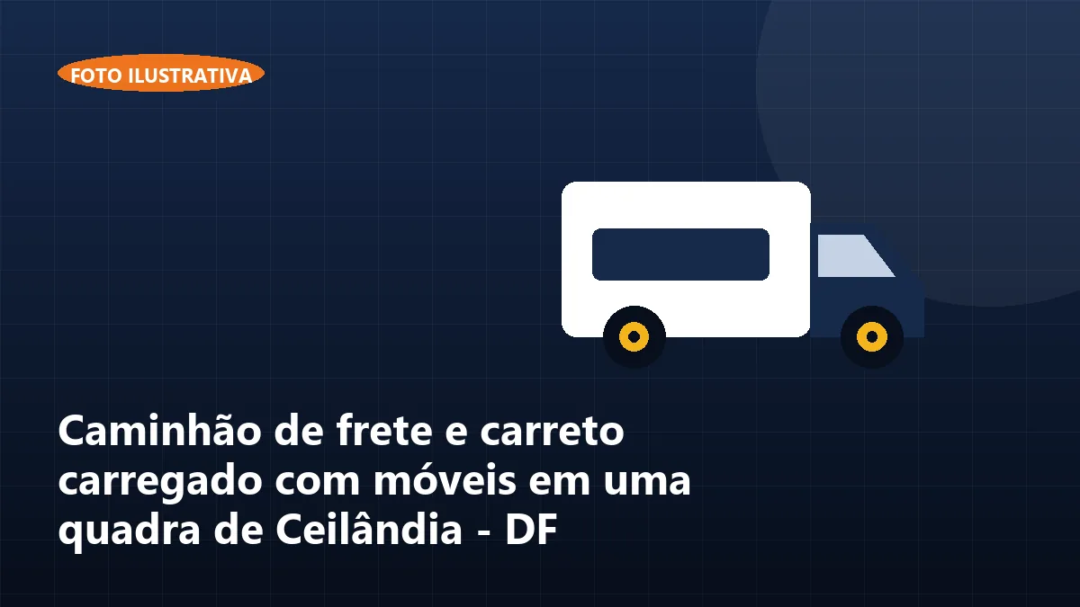 Caminhão de frete e carreto carregado com móveis em uma quadra de Ceilândia - DF