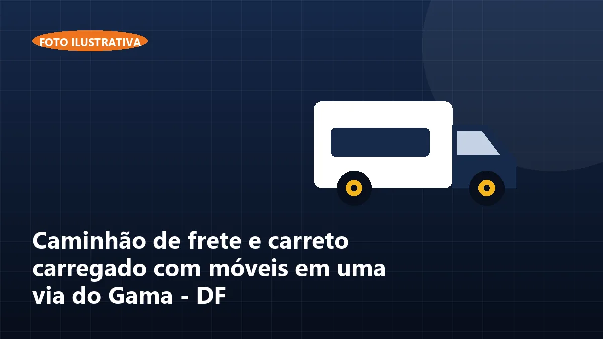Caminhão de frete e carreto carregado com móveis em uma via do Gama - DF