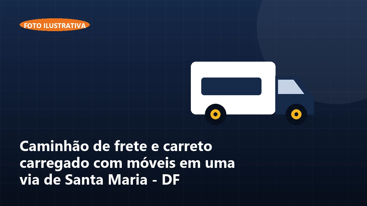 Caminhão de frete e carreto carregado com móveis em uma via de Santa Maria - DF
