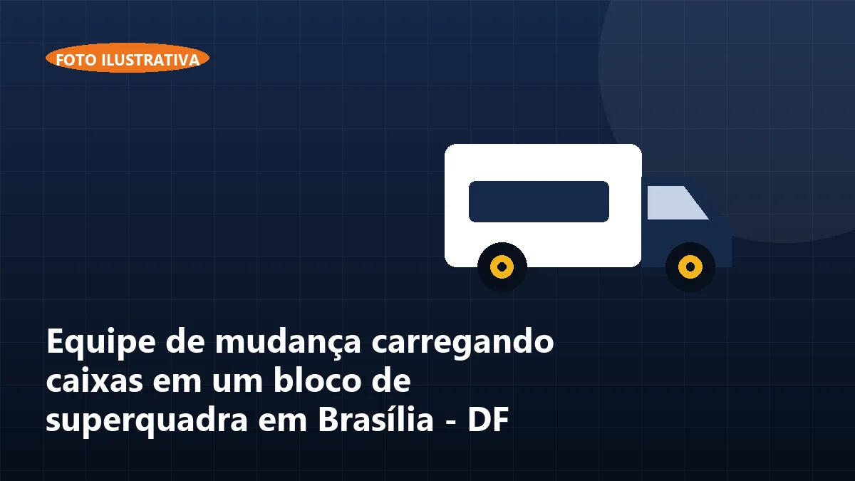 Equipe de mudança carregando caixas em um bloco de superquadra em Brasília - DF